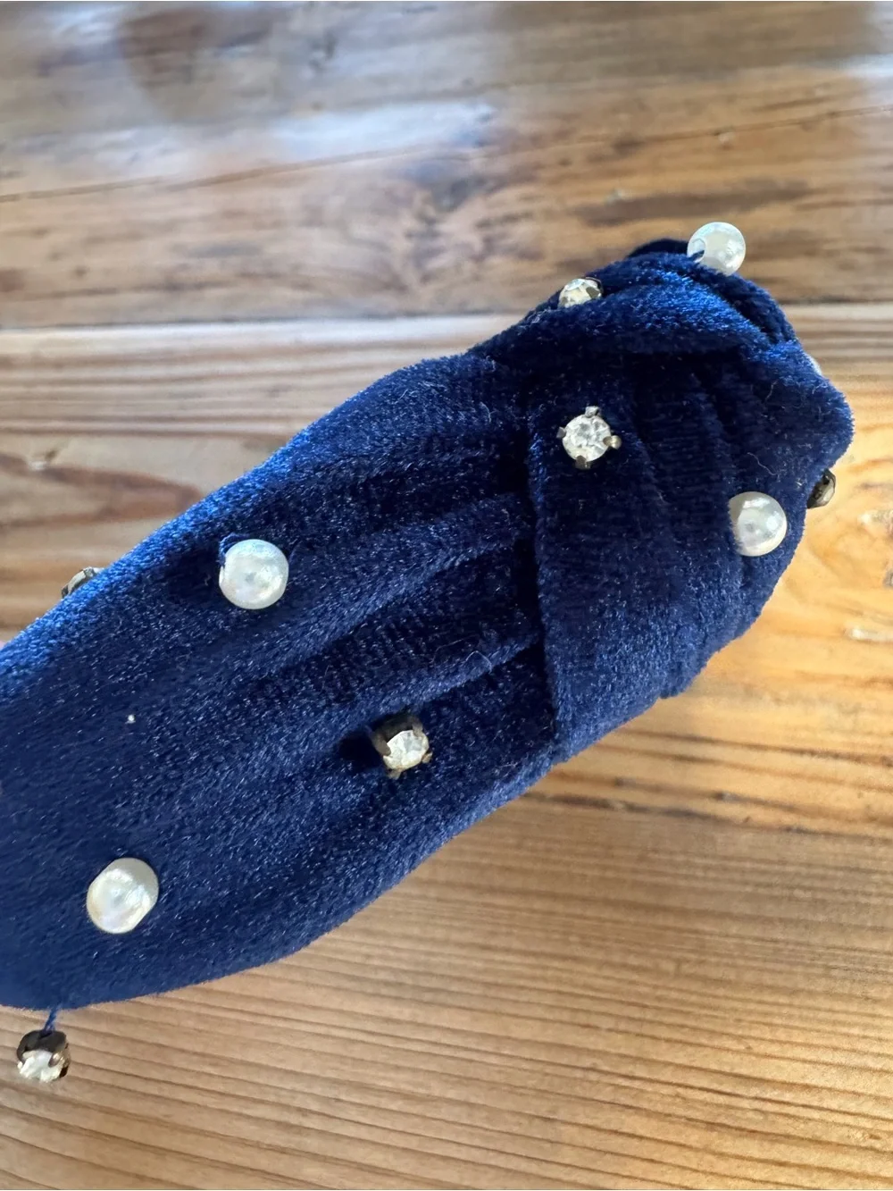 Pearl & Crystal Embellished Navy Headband